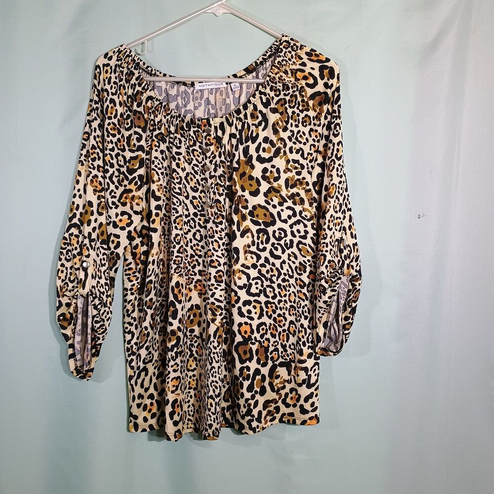 Women’s Leopard Print Tunic Top – 3/4 Sleeve Animal Print Blouse